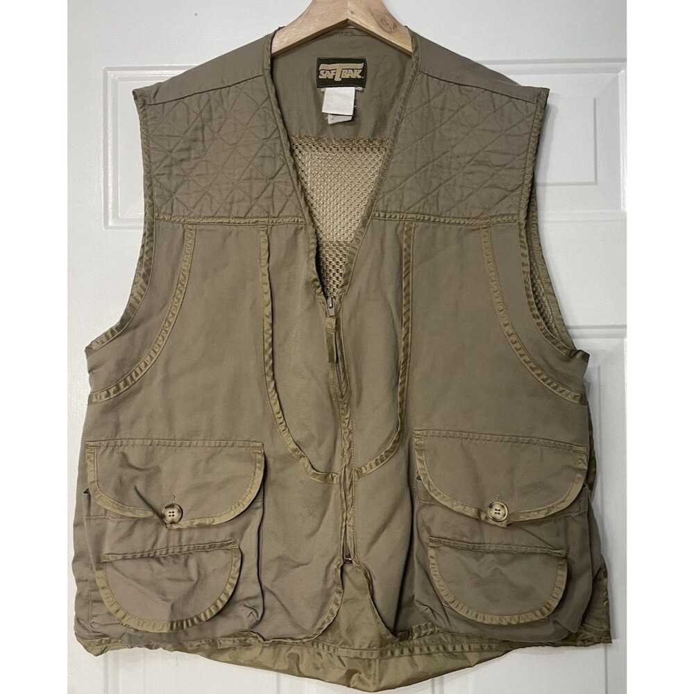 SAFTBAK Mens XL Hunting Fishing Vest Khaki Outdoors
